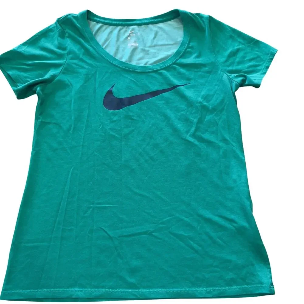 Nike Dri-Fit Women’s Short Sleeve Nike T-Shirt Size‎ Small Green Tee Swish Navy